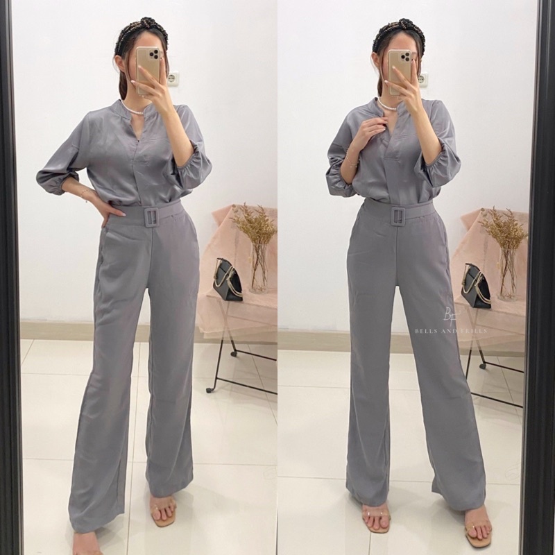 VANYA Cutbray Pants Kecil / Long Pants with Belt / Celana Cutbray Wanita / Kulot Petite Formal P15