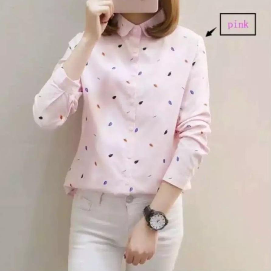 PROMO KEMEJA WANITA MOTIF DAUN JATUH / KEMEJA WOLFIS / KEMEJA ATASAN WANITA / KEMEJA TERBARU / KEMEJ