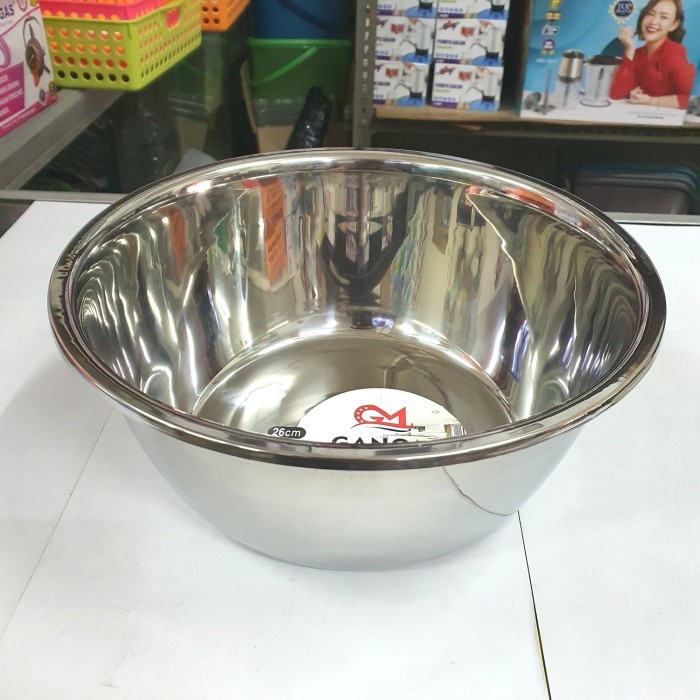 Baskom Ganom Stainless Steel 26cm Mangkok Korea Bowl Ware Cake