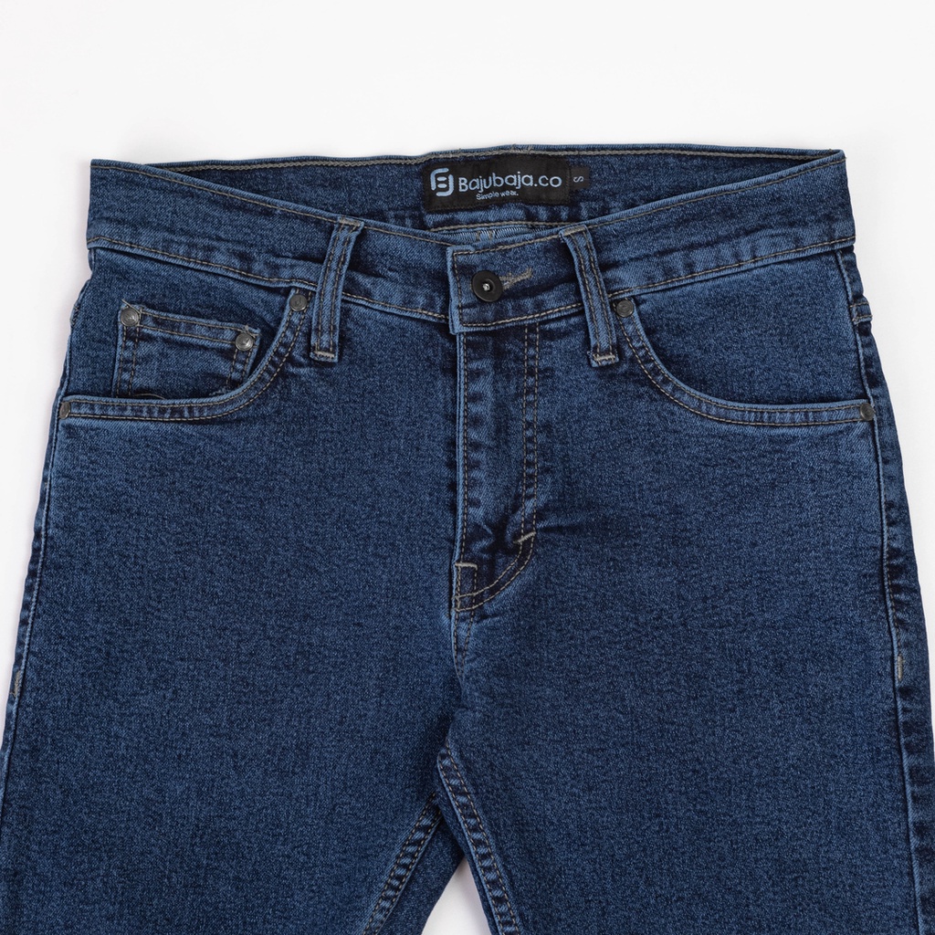 Bajubaja classic denim pants / celana jeans biru stretch slimfit pria