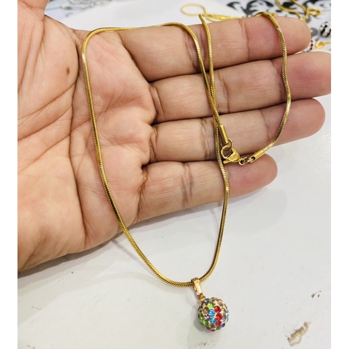 Kalung titanium bisa di pake anak atau dewasa // leontin plus kalung titanium // leomtim bola disco