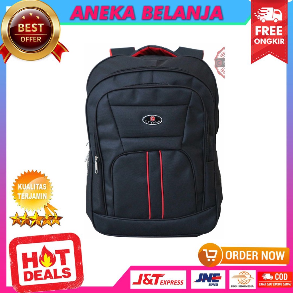 Ransel Pria Elite Polo Original Hitam Backpack Dinas Pemerintah Diklat Kantor Ecer Grosir Kuat Awet