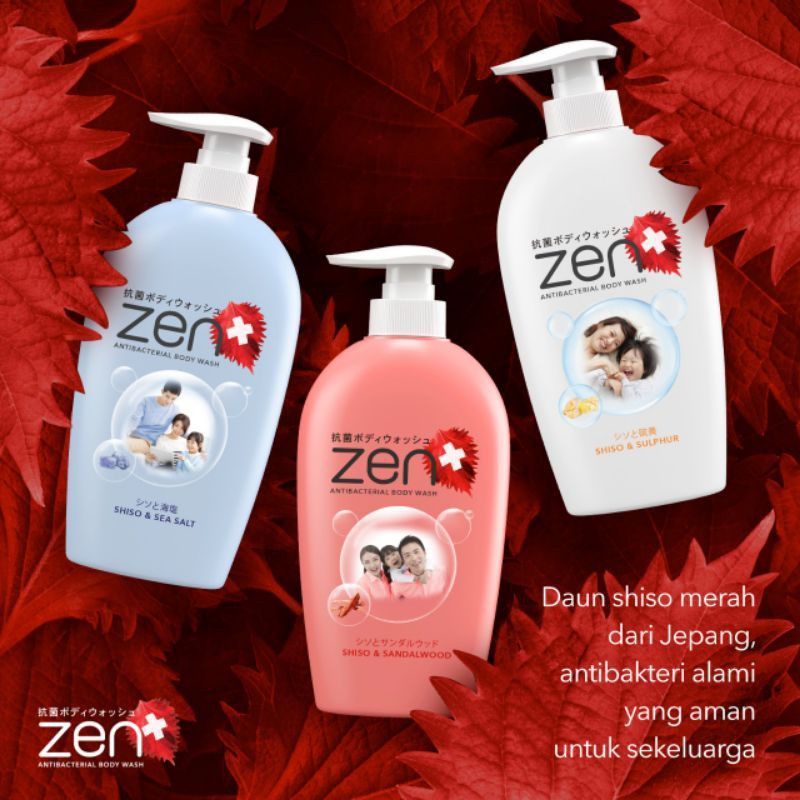 ZEN ANTIBACTERIAL BODY WASH JAPANESE RED SHISO WHITE TEA TREE (480ML)