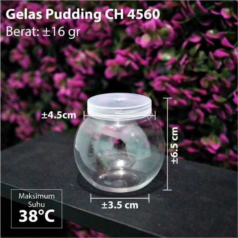 Cup Jelly Bulat CH 4560 isi 10pcs / Gelas Puding Plastik Bola / Gelas Puding Bola CH4560