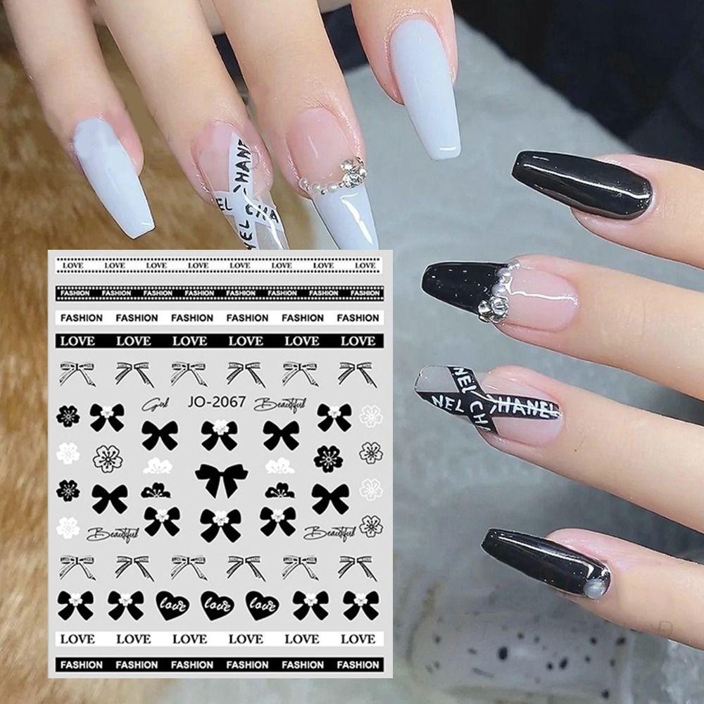 AUGUSTINA Agustina 3D Stiker Kuku Kotak-Kotak Vintage Wanita Ikatan Simpul Manicures Aksesori England Grain Rose Nail Art Dekorasi