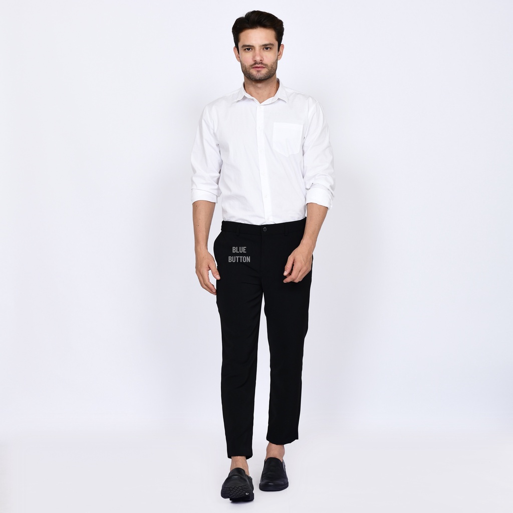 BlueButton Smart Trouser Ankle Pants Air Celana Bahan Panjang Pria Formal Kerja Kantor - Grey