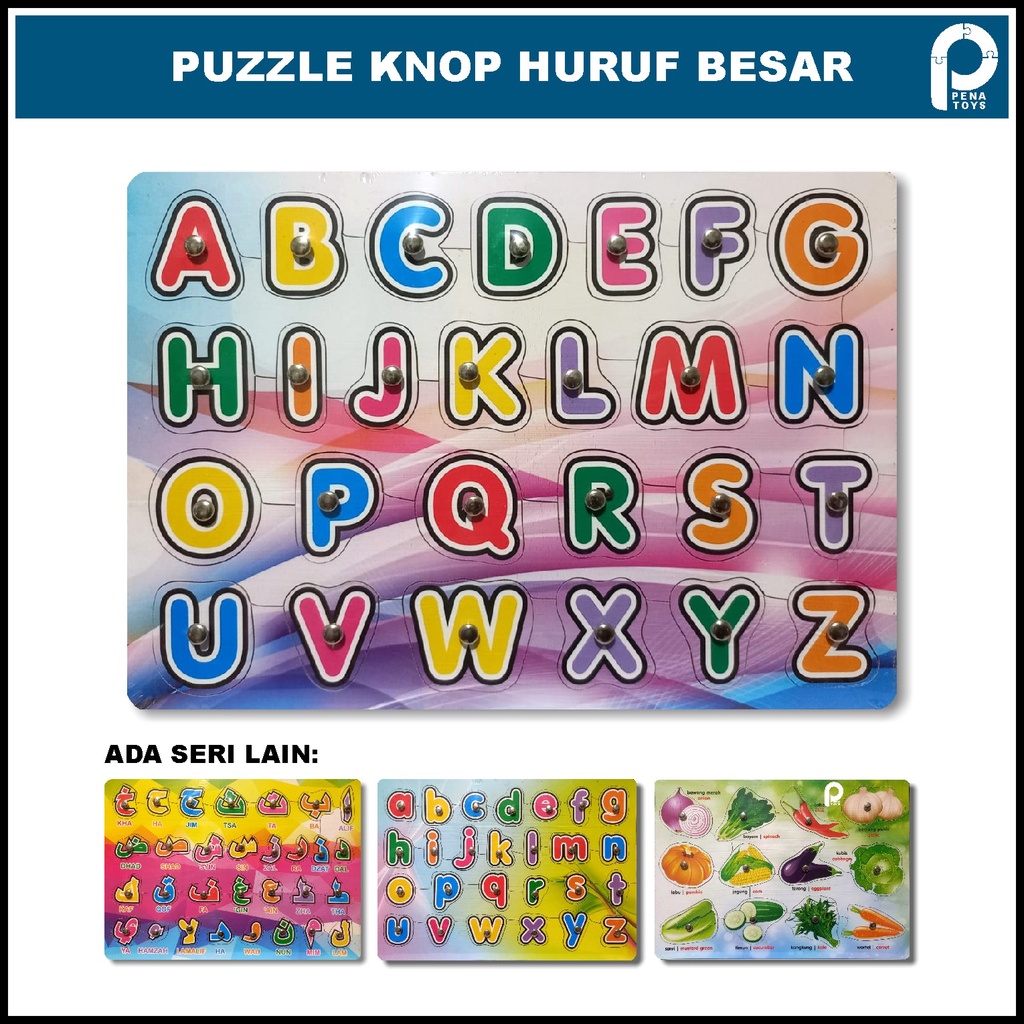 Puzzel Huruf Abjad Besar dan Kecil Kayu