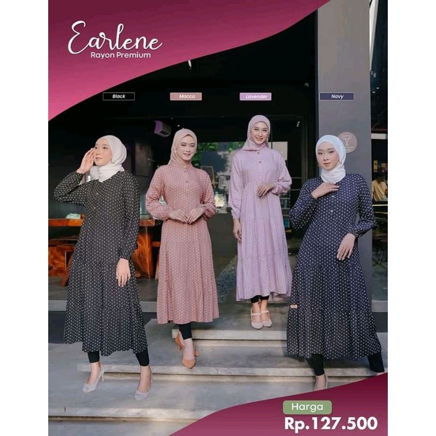 EARLENE MIDI DRESS GHINA FASHION MIDI RAYON TUNIK ATASAN WANITA