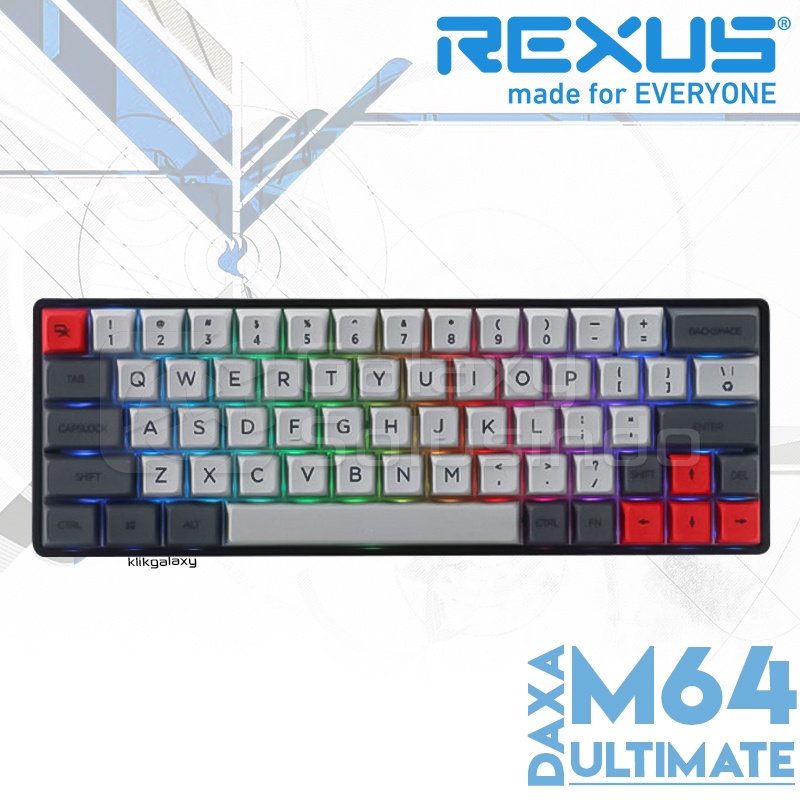 Rexus DAXA M64 ULTIMATE Black Wireless Bluetooth Wired Gaming Keyboard - Jwick T1 Blue Switch