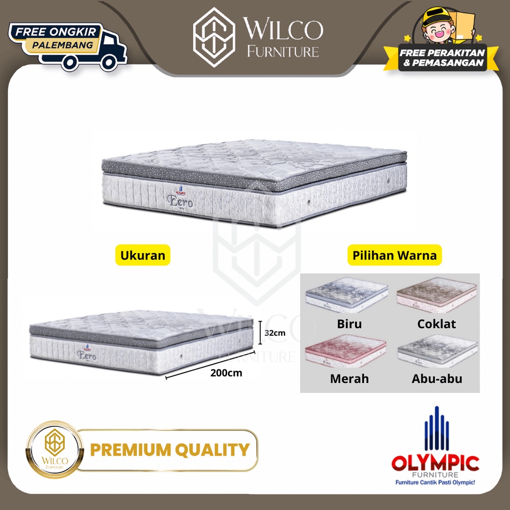 Kasur Springbed Eero Olympic / Matras Pegas Plushtop Feel Medium Firm - Matras Aja, 100x200