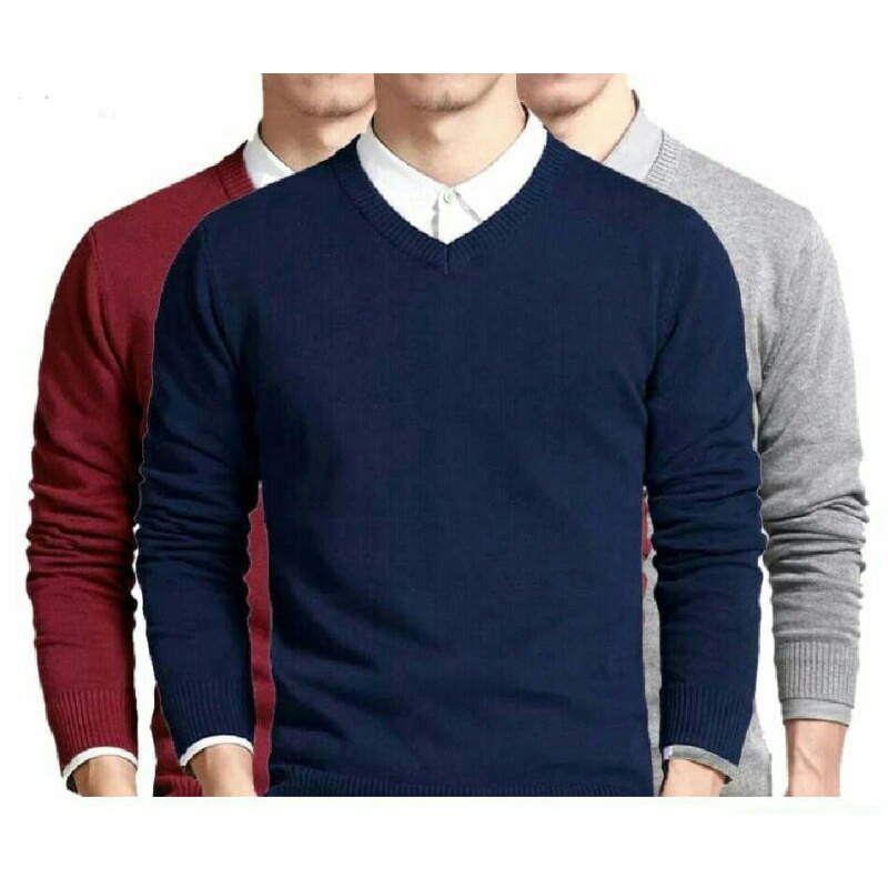 Sweater rajut pria /Sweater katun Rajut pria polos V neck casual