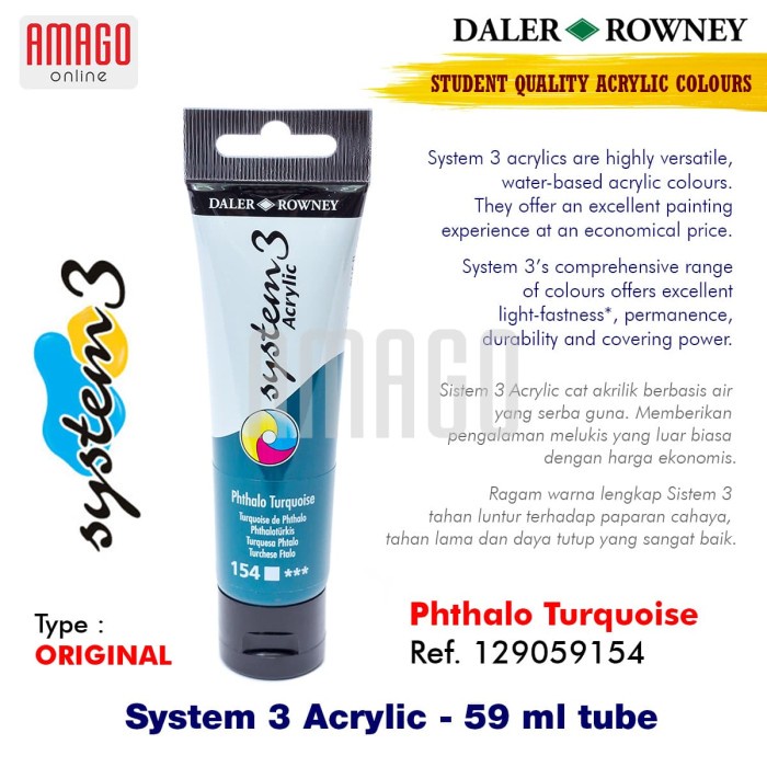 

Unik Daler-Rowney - System 3 Acrylic 59 Ml - Phthalo Turquoise - 129059154 Bagus