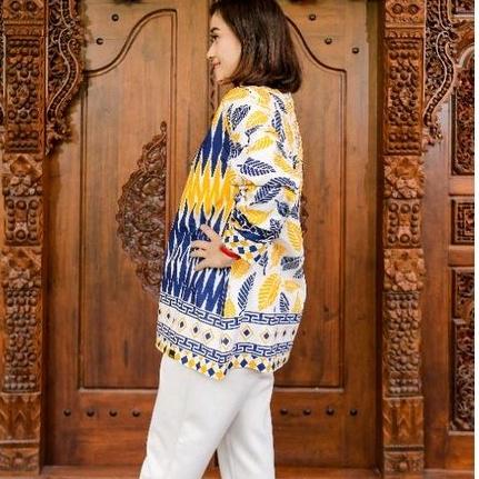 Viral Batik zigzag kuning blouse batik wanita jumbo batik warna kuning baju batik wanita