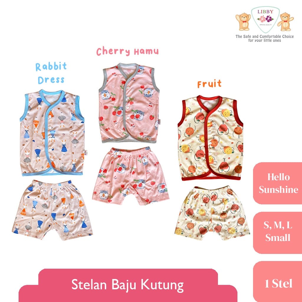 Libby Setelan Kutung  (Kancing depan)  Celana Pendek - Hello Sunshine Series (isi 3 Pcs) LB-SBKCDA