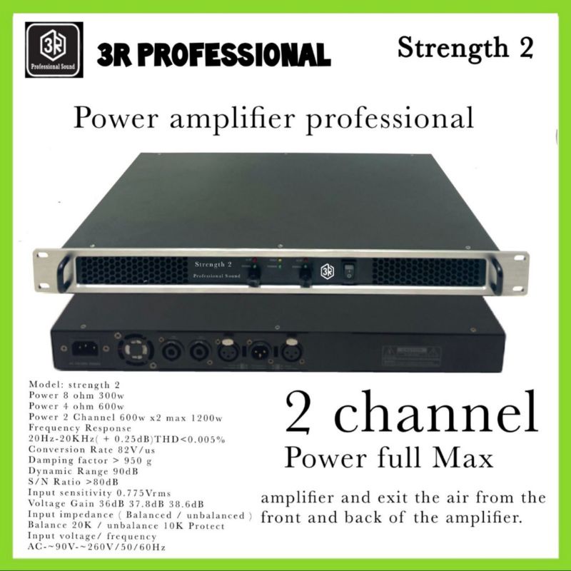 Power Amplifier Professional 3R Strength 2, 600 Watt x 2 Channel
