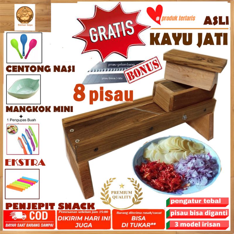 COD PENGIRIS / PEMOTONG / PERAJANG / PARUTAN / PASAH / SERUTAN SERBAGUNA KAYU JATI UNTUK BAWANG KERIPIK KETELA SINGKONG KENTANG PISANG  UKURAN KECIL