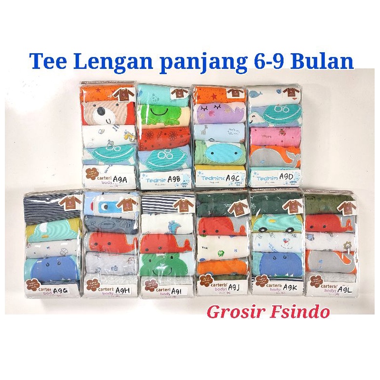 Kaos bayi lengan panjang/ tee lengan panjang 5in1 KODE A/Atasan lengan panjang/ baju bayi lengan panjang 5in1