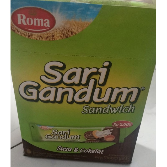 

Roma Sari Gandum Rasa Cokelat Susu Box Isi 12 Pcs*38,5gr