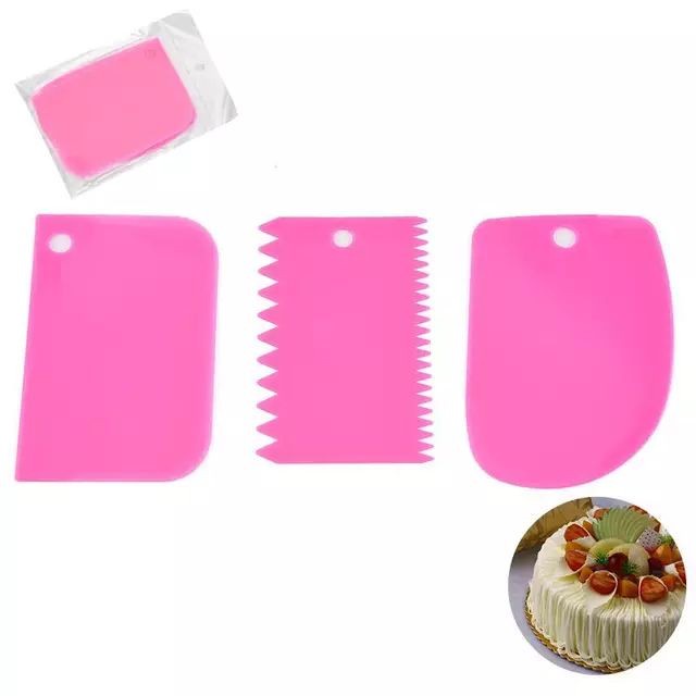 Osakashop - Scraper Set 3 pc Alat Pemotong Adonan Penghias Kue Buttercream Fondant