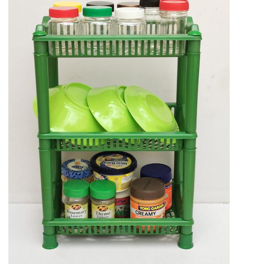 Langsung dibeli--Small Rak Susun 3 Serbaguna / Mini / Plastik / Bumbu / Kosmetik / Mandi / Tempat Ke