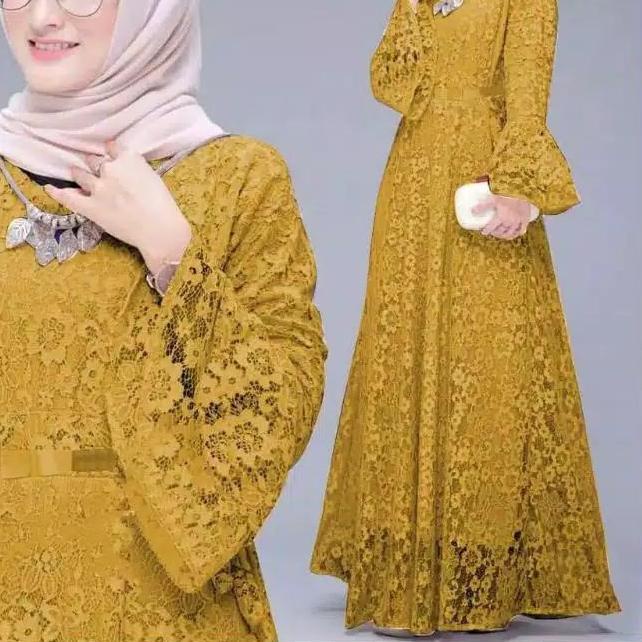 Gamis/gamis Maxi YUNITA/Gamis putih/gamis brukat tulang gliter impor/gamis busui/gamis pesta/