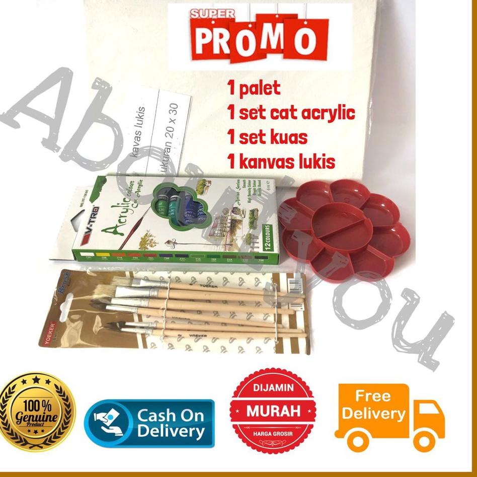 

Best produk PAKET LUKIS KOMPLIT 4 in 1 KANVAS Besar Cat Akrilik Palet Kuas Set Melukis Lengkap ♠➻ '