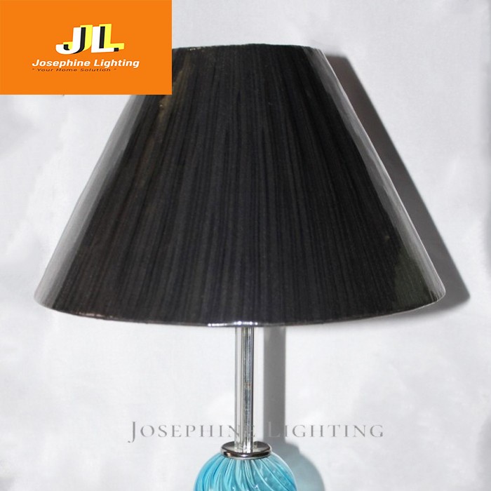 Kap Lampu Meja Bahan Kain Plisket - Hitam, 25cm