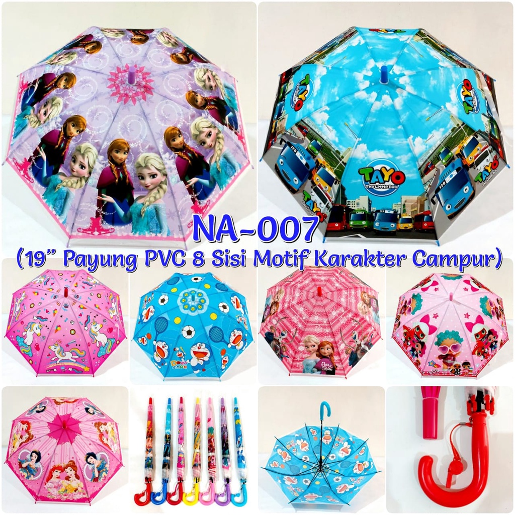 Payung Anak Motif KARAKTER Full Print + Pluit Full Print 8 Sisi MURAH