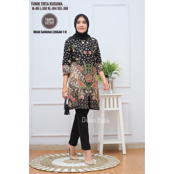 Tunik kantoran Batik Solo Premium Atasan Batik Wanita Batik Cap Lapis Furing Batik Kerja Modern