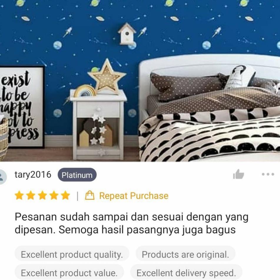 Special Price Wallpaper Stiker PLANET BIRU Walpaper Dinding Kamar Tidur Anak Cowok Plafon Atap Langi