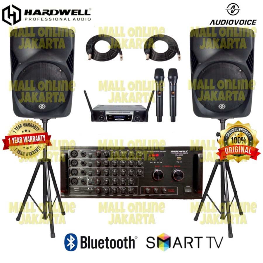 Paket sound system karaoke 15 inch hardwell rv3000 dan audiovoice 15p