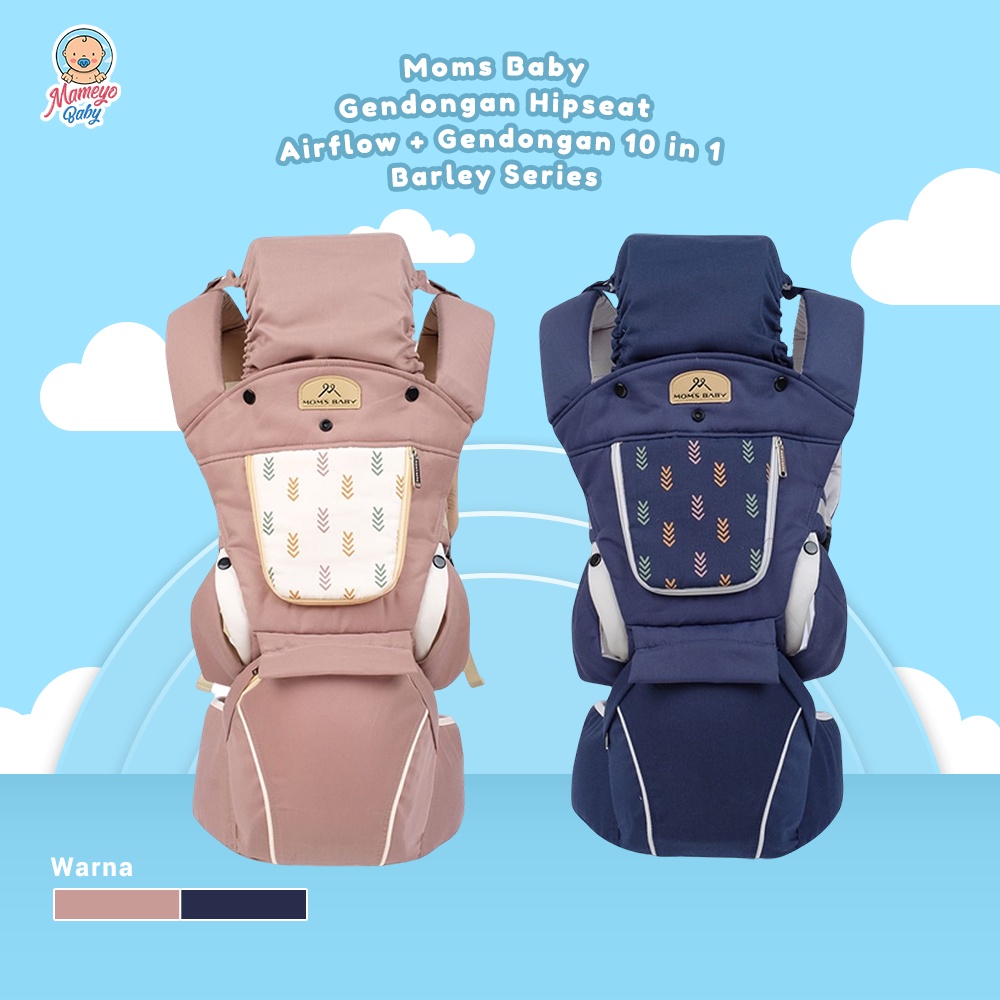 Gendongan Hipseat Airflow + Gendongan 10 in 1 Barley Series -Moms Baby- MBG2034