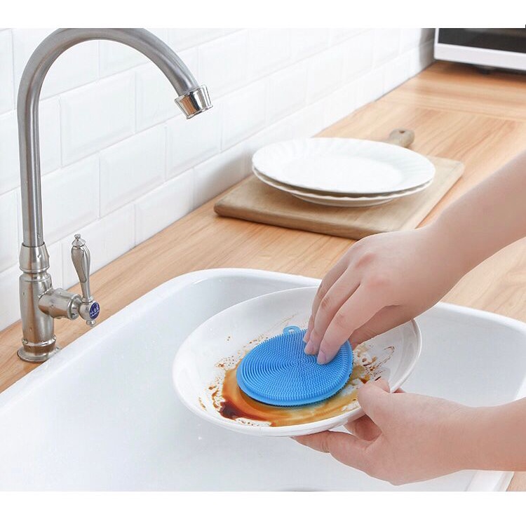 Spons Silikon Cuci Piring Bulat Sponge Silicone Alat Cuci Piring Serbaguna Anti Bakteri Kuman