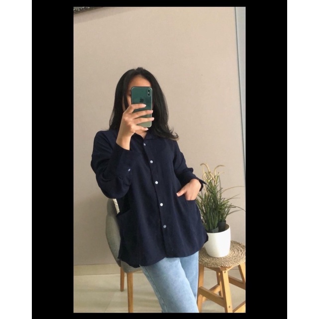 KEMEJA OVERSIZE CRINKLE POCKET | KEMEJA MURAH | KEMEJA ADE