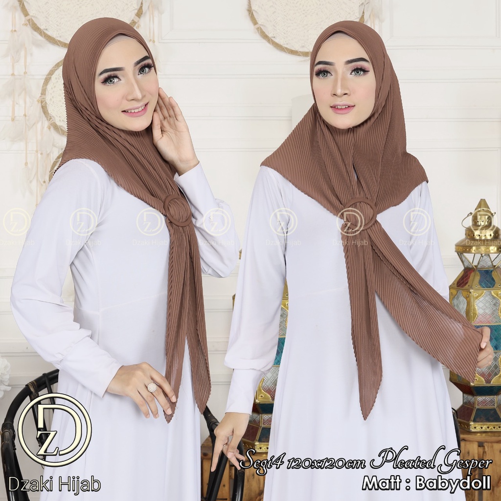 hijab segi empat plisket lidi / kerudung segi empat plisket / hijab gesper segi empat / jilbab