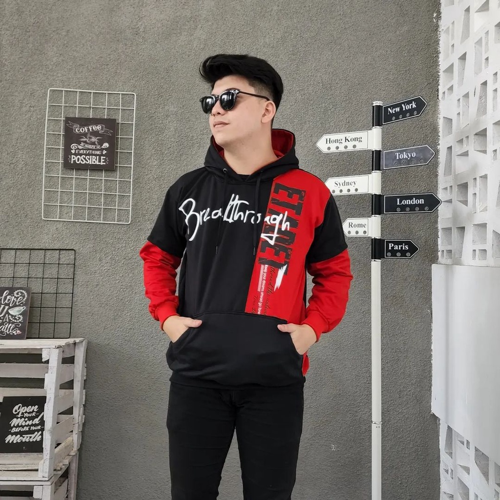 ETADET Hoodie Sweater Pria Oversize Jacket Kasual Terbaru Korean Style Atasan Kekinian Outfit Kece