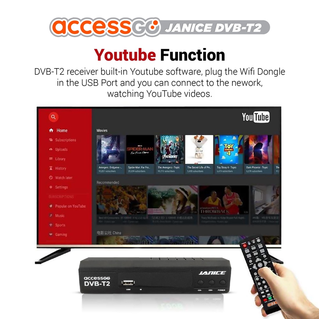 ACCESSGO DIGITAL TV TUNER SET TOP BOX RECEIVER DVB-T2