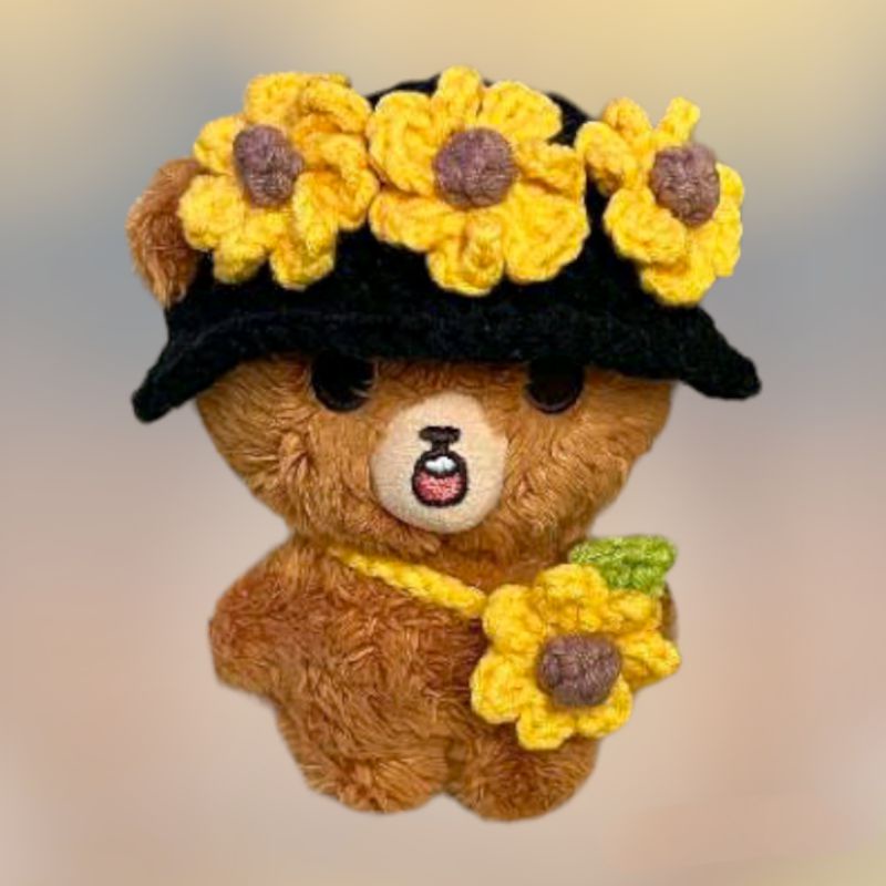 Custom Set Topi + tas Sun Flower untuk doll 10cm