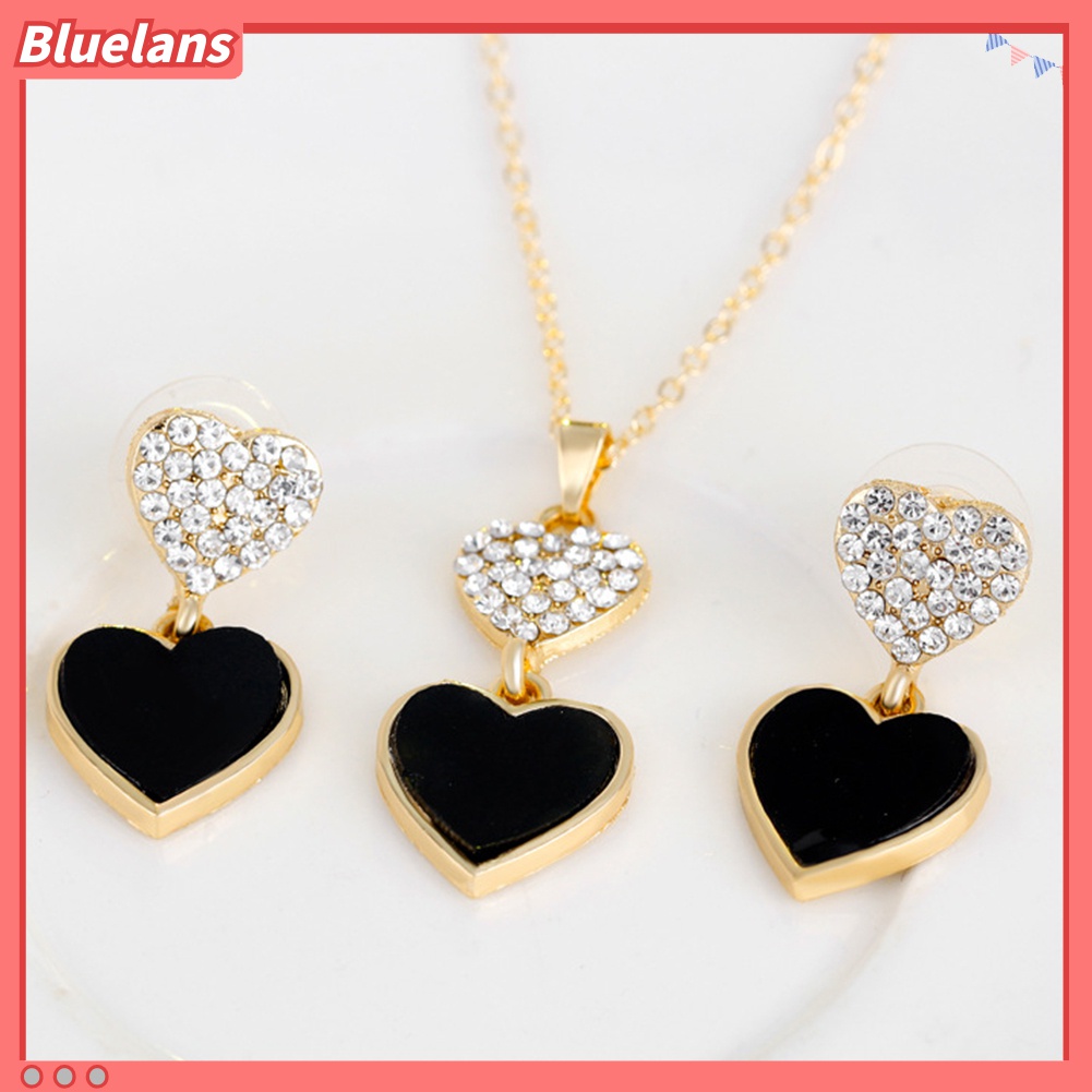 4pcs / Set Perhiasan Kalung Anting Cincin Gelang Aksen Berlian Imitasi Untuk Pengantin