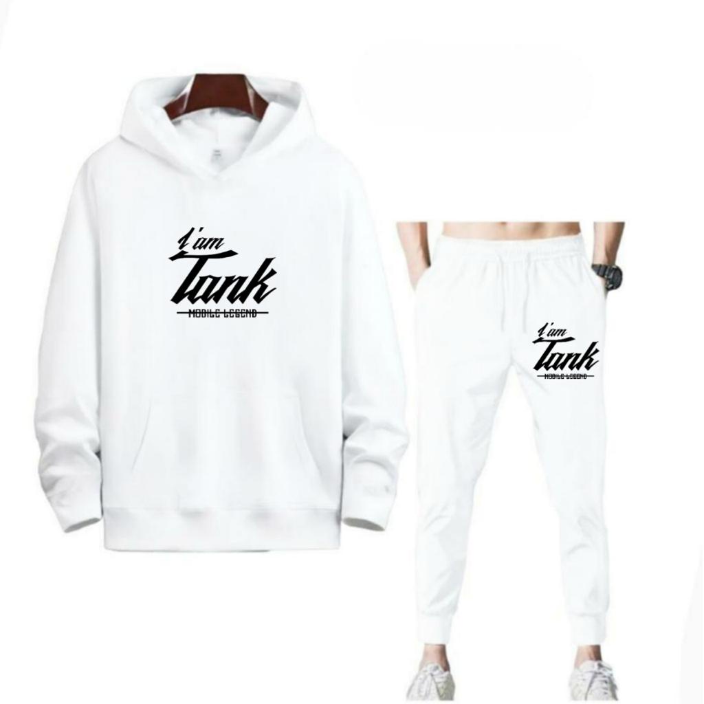 SETELAN I AM TANK JOGGER DAN HOODIE BAHAN TEBAL NYAMAN DIPAKAI TERLARIS