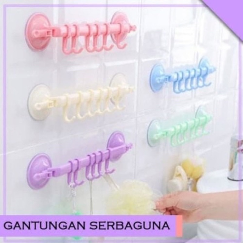 DuaWarna Hanger Gantungan Sudut Gantungan 6 Kait Rak Dapur Kamar Mandi Handuk Hook Hanger Kait DE013