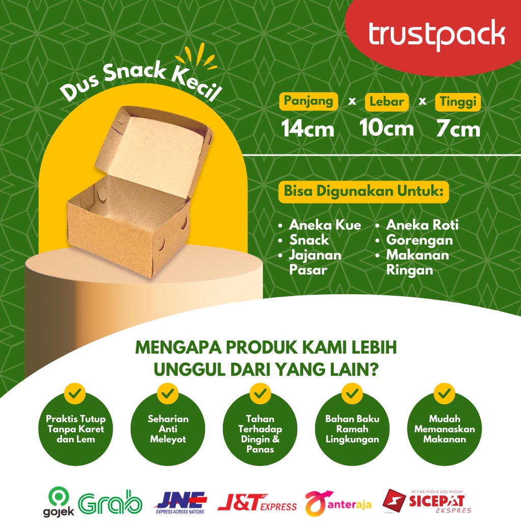 Dus Snack Kraft 14x10x7/ box snack/ dus donat/ dus kue/ dus bolu