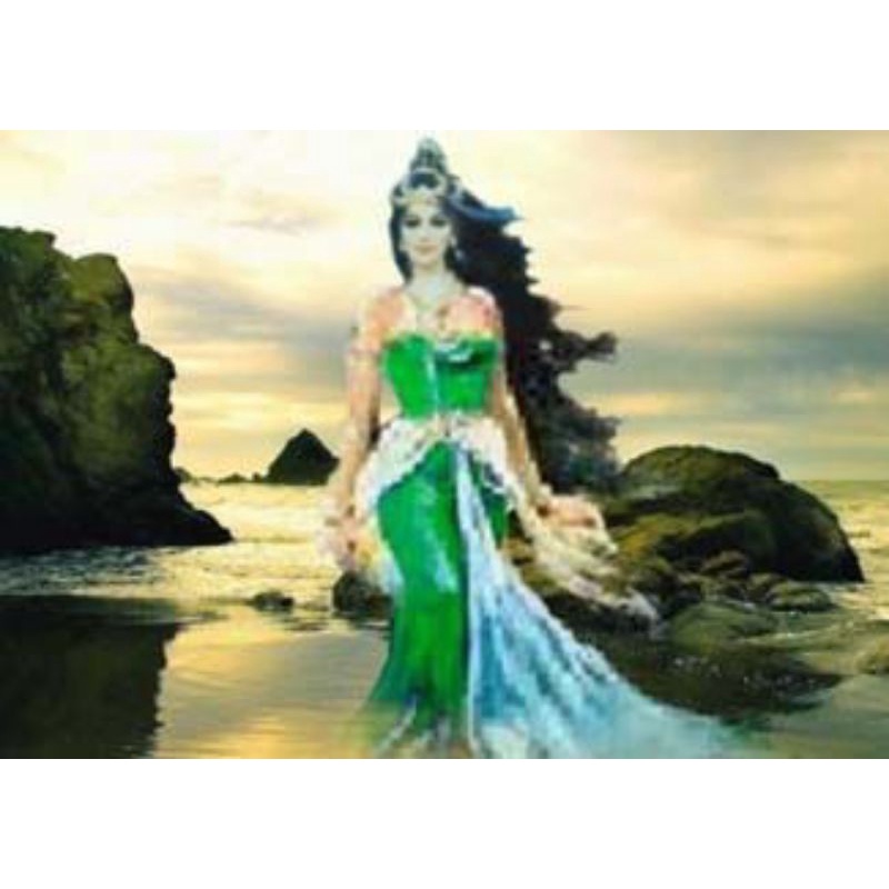 lukisan cetak NYI Roro kidul plus bingkai uk 65x45