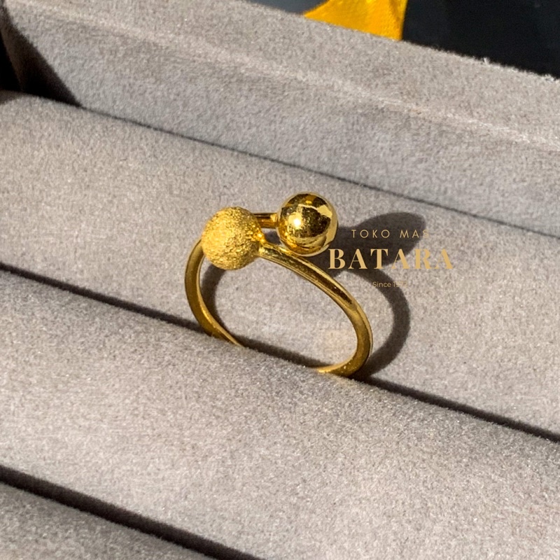 Cincin Boba Bola Bola Emas Tua Asli Kadar 99% / Emas Kadar 97% Custom Handmade