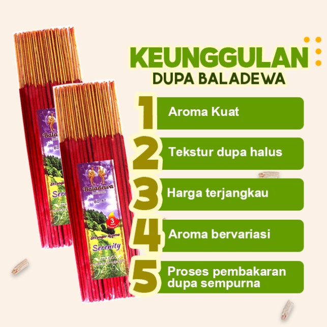 Dupa/Hio Wangi Harum Serenity Merah Baladewa 3 Jam Kaki Emas 50 Stick