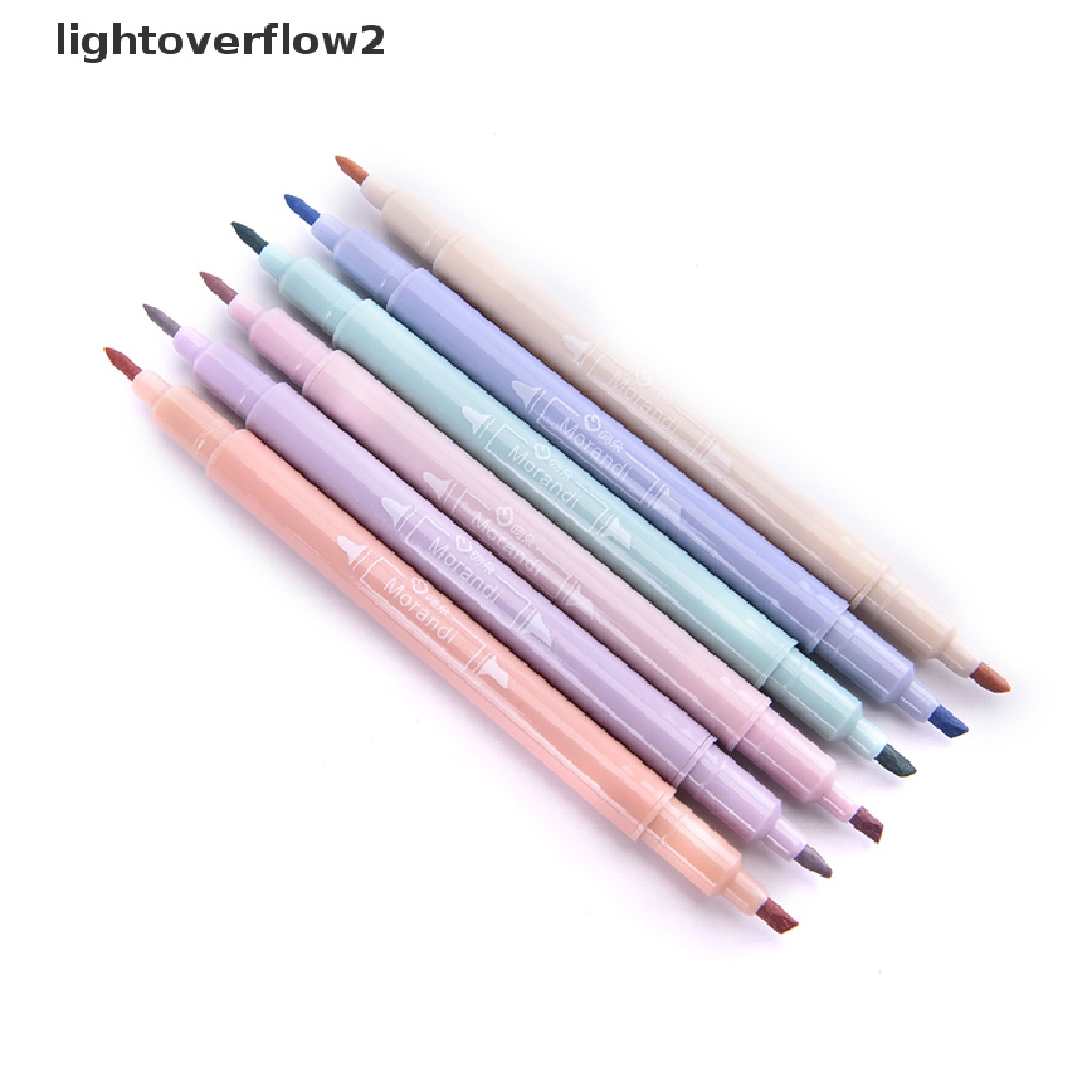 (lightoverflow2) 6pcs / set Spidol Midliner gel Pastel Ujung Ganda