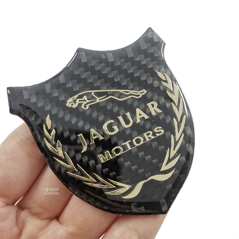 1pc Stiker Emblem Logo JAGUAR MOTORS Bahan Karbon Fiber Kualitas Tinggi Untuk Dekorasi Mobil JAGUAR