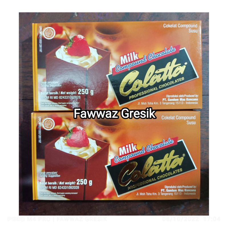 

COLATTA MILK COMPOUND CHOCOLATE 250gr / COKLAT BLOK SUSU 250 gr