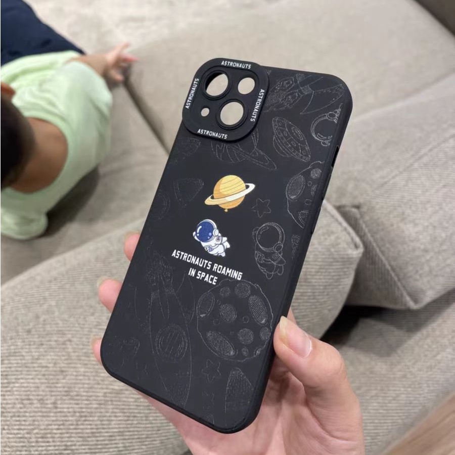Case Motif Planet Astronot Untuk iPhone 14 14pro 14Plus 14prm 13 13pro 13pro 11 7Plus 8Plus Xr XS 12pro Max
