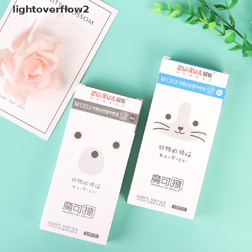 (lightoverflow2) 4pcs / Set Pulpen Gel 0.35mm Bisa Dihapus Untuk Sekolah / Kantor